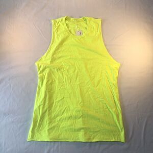 Emma & Sam Tank Top Crew Neckline 100% Cotton Neon Yellow Size XS MSRP $72